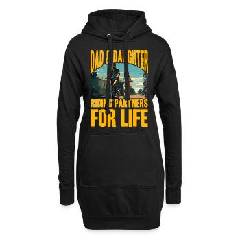 Papa et fille à cheval Partners for Life - Sweat-shirt à capuche long Femme - noir - Devant