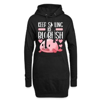 Poisson blob mignon poisson laid - Sweat-shirt à capuche long Femme - noir - Devant