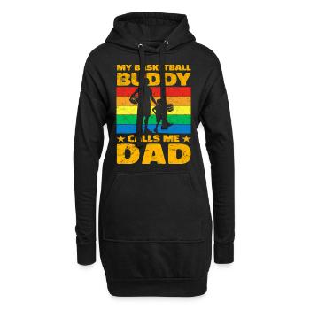Mon copain de basket-ball m’appelle papa - Sweat-shirt à capuche long Femme - noir - Devant