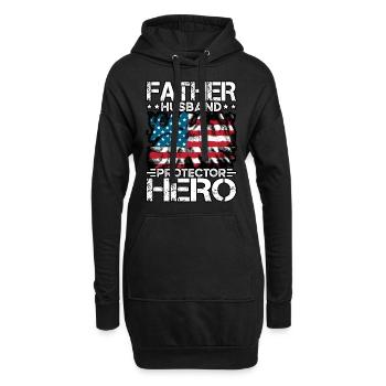 Père Mari Protecteur Héros - Sweat-shirt à capuche long Femme - noir - Devant
