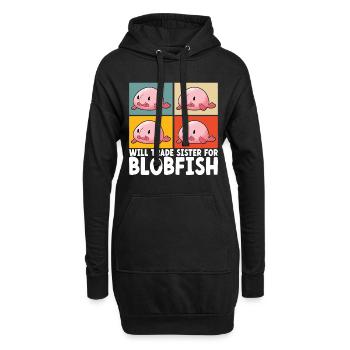 Süßer Blobfisch Hässlicher Fisch - Hoodie-Kleid - Schwarz - Vorne