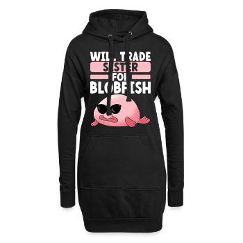 Poisson blob mignon poisson laid - Sweat-shirt à capuche long Femme - noir - Devant