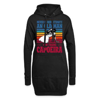 Ne sous-estimez jamais un vieil homme qui s’entraîne à la capoeira - Sweat-shirt à capuche long Femme - noir - Devant