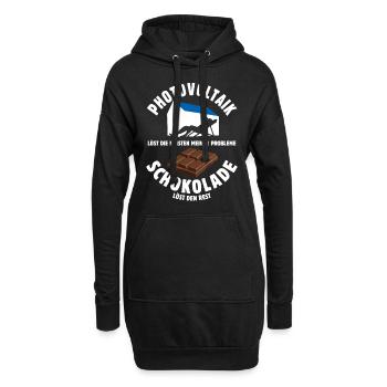 Photovoltaik löst meine Probleme - Schoko Spruch - Hoodie-Kleid - Schwarz - Vorne