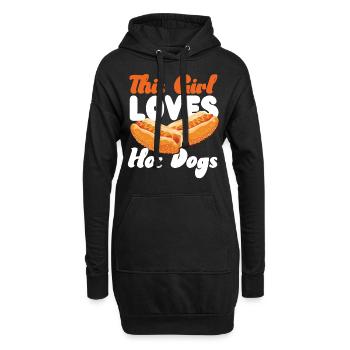 Hot Dog Adult Girl This Girl Loves - Hoodie-Kleid - Schwarz - Vorne