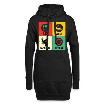 Essen Schlaf Capoeira Wiederholen - Hoodie-Kleid - Schwarz - Vorne