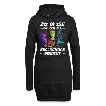 Zuhause gezockt Realschule gerockt Schulabschluss - Hoodie-Kleid - Schwarz - Vorne