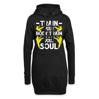 Trainiere deinen Körper, trainiere deine Seele - Hoodie-Kleid - Schwarz - Vorne