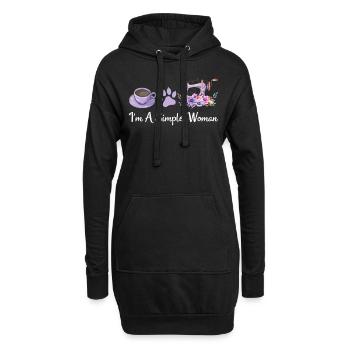 Je suis une femme simple - Amoureuse des chats Amoureuse de la couture Amoureuse de la couture - Sweat-shirt à capuche long Femme - noir - Devant