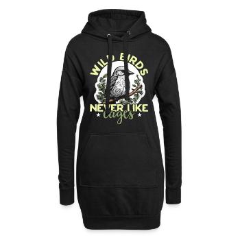 Observation des oiseaux sauvages Les oiseaux sauvages n’aiment jamais les cages - Sweat-shirt à capuche long Femme - noir - Devant
