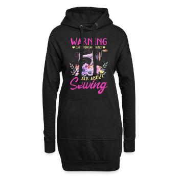 Couture drôle - Avertissement peut parler spontanément - Sweat-shirt à capuche long Femme - noir - Devant