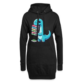 Livres de lecture Dinosaure Livre Amateur de livres - Sweat-shirt à capuche long Femme - noir - Devant