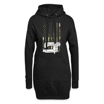 Sewing Camouflage US flag Sewing Machine - Hoodie-Kleid - Schwarz - Vorne
