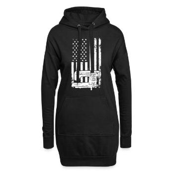 Sewing US flag Sewing Machine US Flag Sewing - Hoodie-Kleid - Schwarz - Vorne