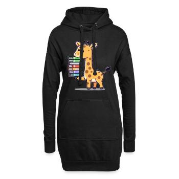 Bücher Lesen Giraffe Buch Bücherliebhaber - Hoodie-Kleid - Schwarz - Vorne
