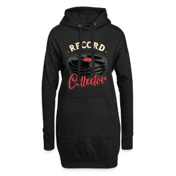 Disques vinyles collector disc jockey musique rétro - Sweat-shirt à capuche long Femme - noir - Devant