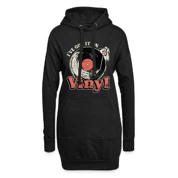Disques vinyles Je l’ai sur vinyle Musique rétro - Sweat-shirt à capuche long Femme - noir - Devant
