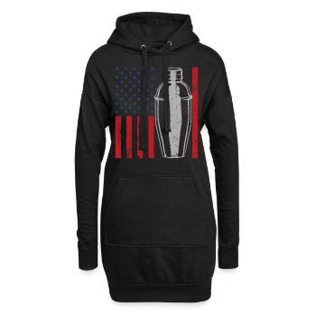 Barman Mixologue Drapeau Américain - Sweat-shirt à capuche long Femme - noir - Devant
