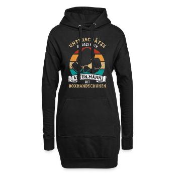 Unterschätze nie alten Mann mit Boxhandschuhen - Hoodie-Kleid - Schwarz - Vorne