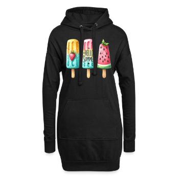 Hello Summer. Fröhliches Eis am Stiel Design, Eis, - Hoodie-Kleid - Schwarz - Vorne