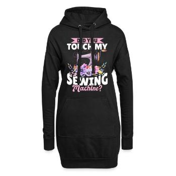 Idées de couture amusantes - Avez-vous touché à mon machi à coudre - Sweat-shirt à capuche long Femme - noir - Devant