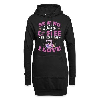 Coudre du café pour chiens C’est ce que j’aime - Sewing Se - Sweat-shirt à capuche long Femme - noir - Devant