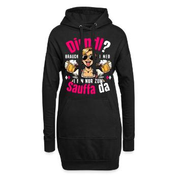 Trachtenshirt Damen Trachten T-Shirt Dirndl Outfit - Hoodie-Kleid - Schwarz - Vorne