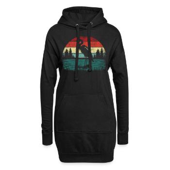 Retro Reiher - Hoodie-Kleid - Schwarz - Vorne