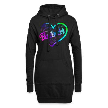 Bartender Mixologist Heart - Hoodie-Kleid - Schwarz - Vorne