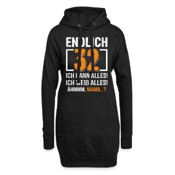 32 Geburtstag Ich Kann Alles Ich Weiß Alles - Hoodie-Kleid - Schwarz - Vorne