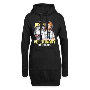 La réceptionniste n’est pas seulement une employée de cabinet vétérinaire - Sweat-shirt à capuche long Femme - noir - Devant