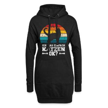 Ich mag Katzen - Hoodie-Kleid - Schwarz - Vorne