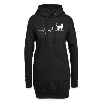 Ich liebe Katzen - Hoodie-Kleid - Schwarz - Vorne
