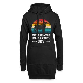 Ich mag Kühe - Hoodie-Kleid - Schwarz - Vorne