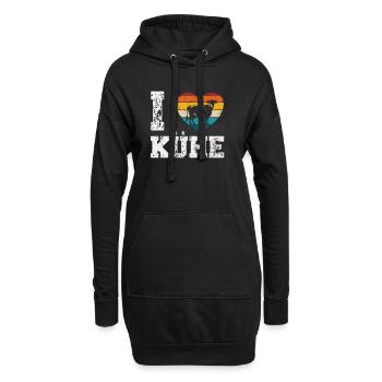 Ich mag Kühe - Hoodie-Kleid - Schwarz - Vorne