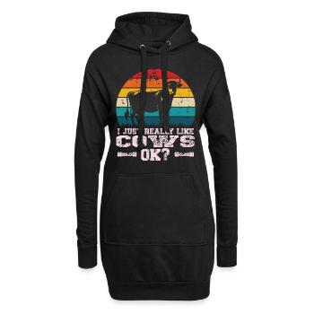 Ich mag Kühe - Hoodie-Kleid - Schwarz - Vorne