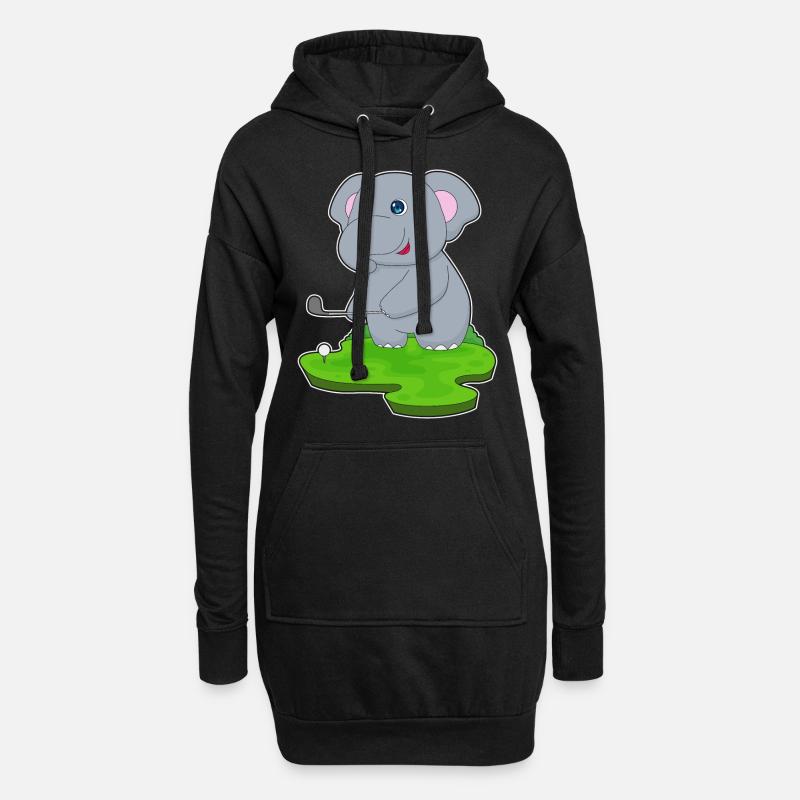 Elefant Golf Golfschläger - Hoodie-Kleid - Schwarz