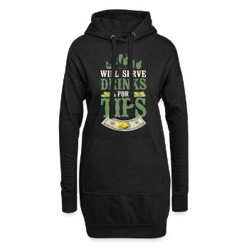 Bartender Mixologist Will Serve - Hoodie-Kleid - Schwarz - Vorne