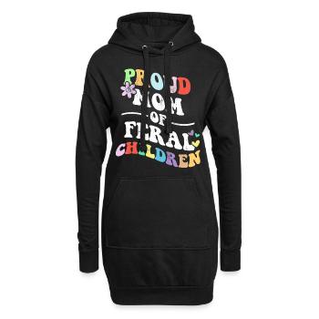 Rétro Groovy Fière Mère D’enfants Sauvages Drôle - Sweat-shirt à capuche long Femme - noir - Devant