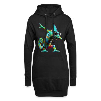 Dabbing Chamäleon Tier Tierliebhaber Cool Dab - Hoodie-Kleid - Schwarz - Vorne