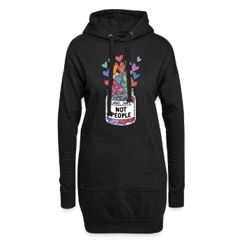Etiketten Gläser Nicht Menschen Herz Glas - Hoodie-Kleid - Schwarz - Vorne
