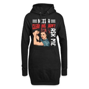 Besoin d’une femme de ménage Demandez-moi - Sweat-shirt à capuche long Femme - noir - Devant