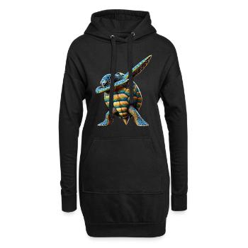 Drôle Dabbing Tortue de mer Amoureux des animaux - Sweat-shirt à capuche long Femme - noir - Devant