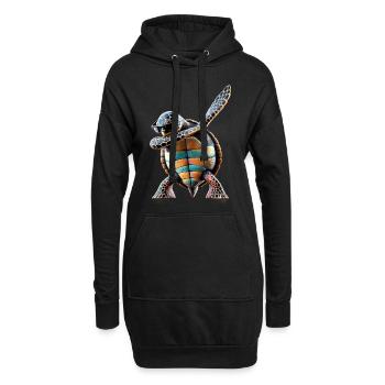Drôle Dabbing Tortue de mer Amoureux des animaux - Sweat-shirt à capuche long Femme - noir - Devant