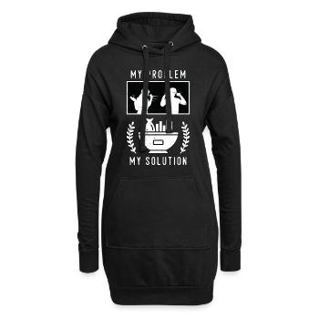 Fish And Chips My Problem My Pictogram Dad Mom - Hoodie-Kleid - Schwarz - Vorne