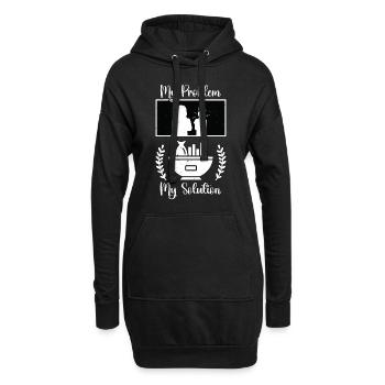 Fish And Chips My Problem My Pictogram Mom Dad - Hoodie-Kleid - Schwarz - Vorne