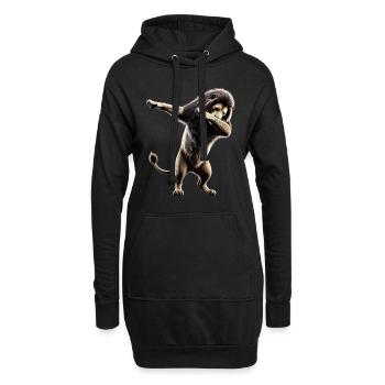 Lustige Dabbing Löwe Tanzen Tierliebhaber Dab Tier - Hoodie-Kleid - Schwarz - Vorne