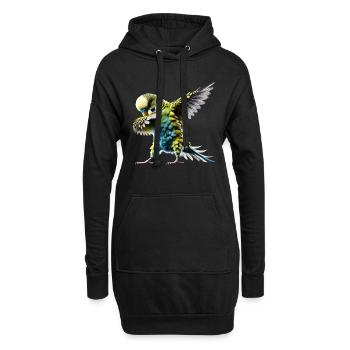 Drôle Dabbing Perruche Oiseau Amoureux des animaux - Sweat-shirt à capuche long Femme - noir - Devant