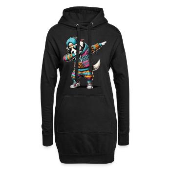Chien de dabbing - Sweat-shirt à capuche long Femme - noir - Devant