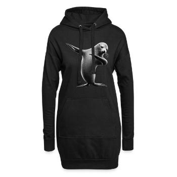 Drôle Dabbing phoque Amoureux des animaux Safari océan - Sweat-shirt à capuche long Femme - noir - Devant
